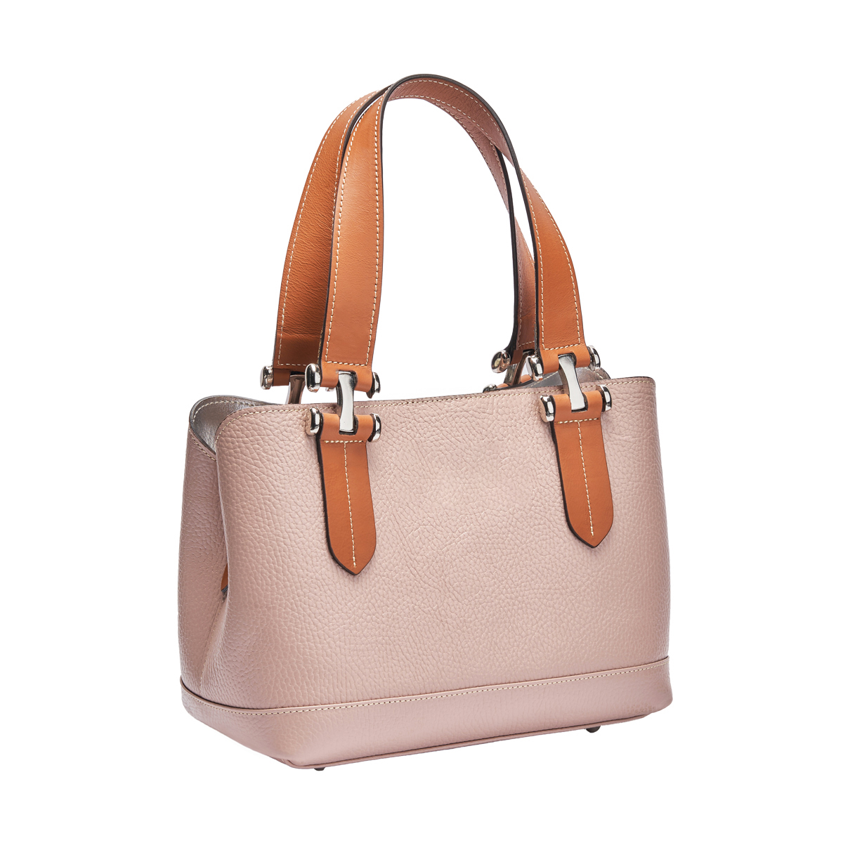 Textured Hammered Full Grain Leather Compact Top Handle Bag