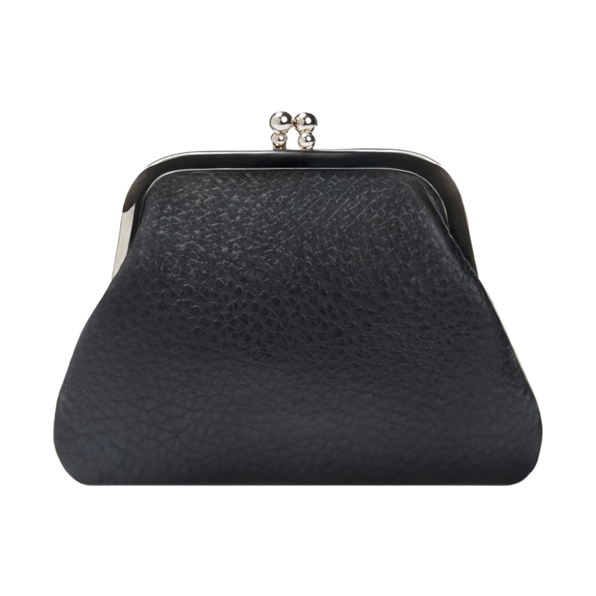 Textured Hammered Full Grain Leather Kiss Lock Coin Purse