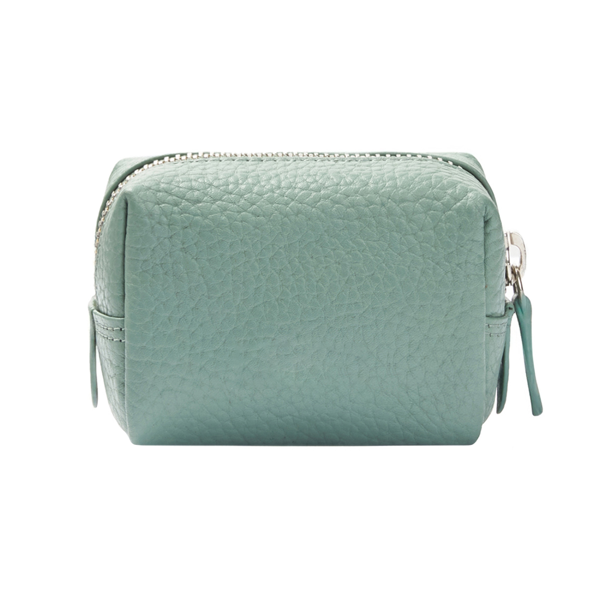 Mini Hammered Full Grain Leather Coin Purse With Top Zip Closure