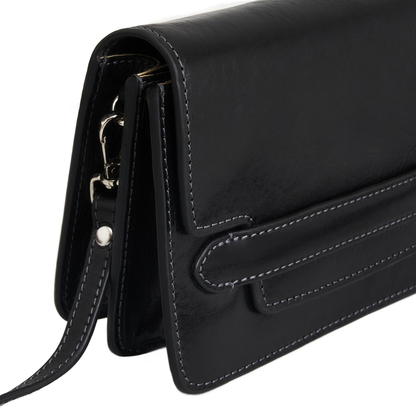 Rigid Hand Buffered Vegetable Tanned Full Grain Leather Flap Crossbody Bag