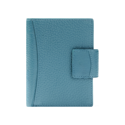 Hammered Full Grain Leather Bi-Fold Tab Closure Multi-Slot Wallet