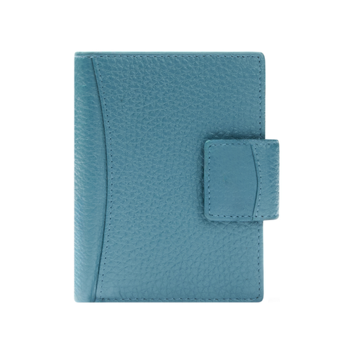 Hammered Full Grain Leather Bi-Fold Tab Closure Multi-Slot Wallet