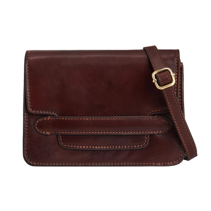 Rigid Hand Buffered Vegetable Tanned Full Grain Leather Flap Crossbody Bag