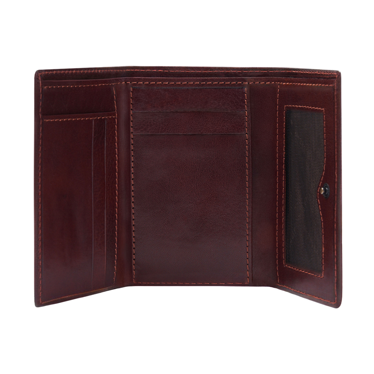 Hand Polished Vegetable Tanned Full Grain Leather Tri-Fold Frame Snap Wallet