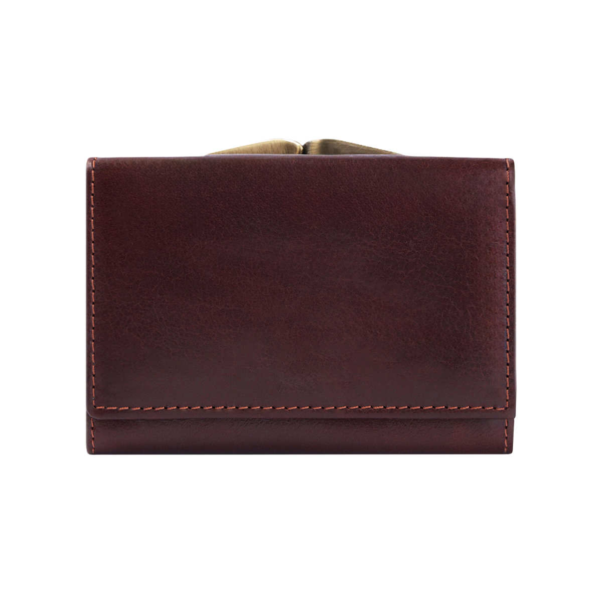 Hand Polished Vegetable Tanned Full Grain Leather Tri-Fold Frame Snap Wallet