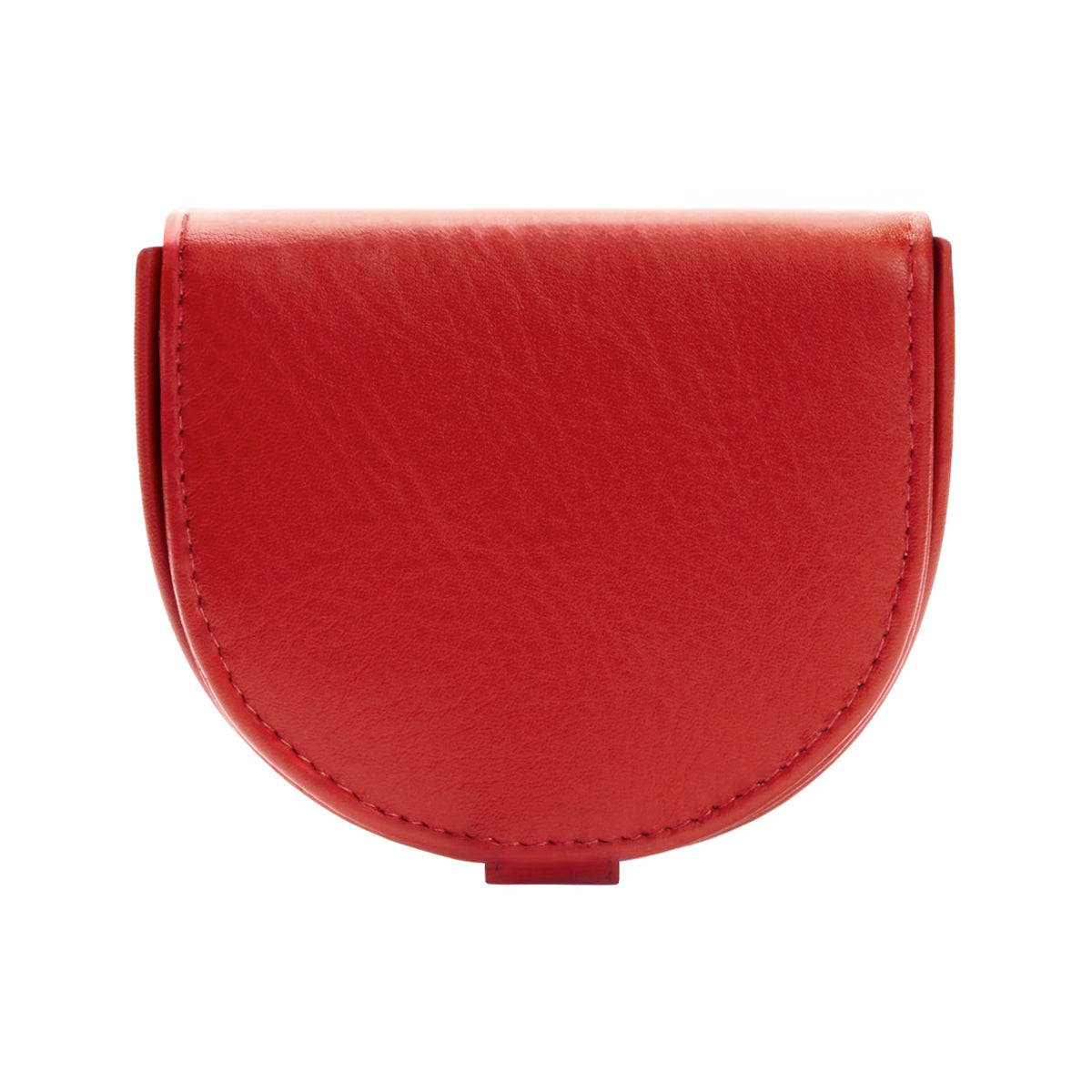 Semicircular Full Grain Leather Heel Snap Coin Purse