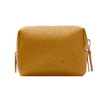 Mini Hammered Full Grain Leather Coin Purse With Top Zip Closure