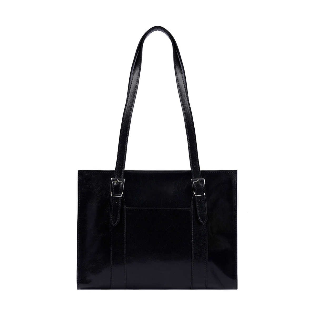 Semi-Rigid Vegetable Tanned Full Grain Leather Work Tote Bag With Front External Pocket