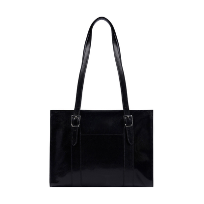 Semi-Rigid Vegetable Tanned Full Grain Leather Work Tote Bag With Front External Pocket