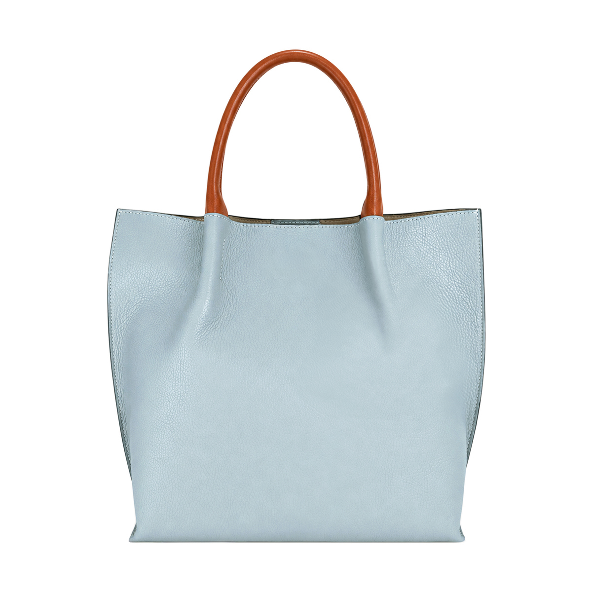 Large Hammered Full Grain Leather Semi-Rigid Top Handle Tote Bag