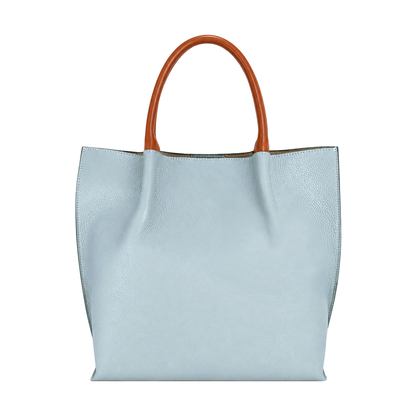 Large Hammered Full Grain Leather Semi-Rigid Top Handle Tote Bag