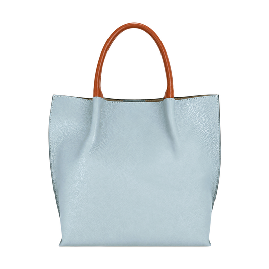 Large Hammered Full Grain Leather Semi-Rigid Top Handle Tote Bag