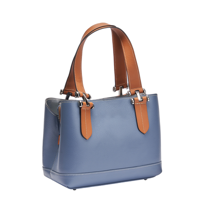 Textured Hammered Full Grain Leather Compact Top Handle Bag