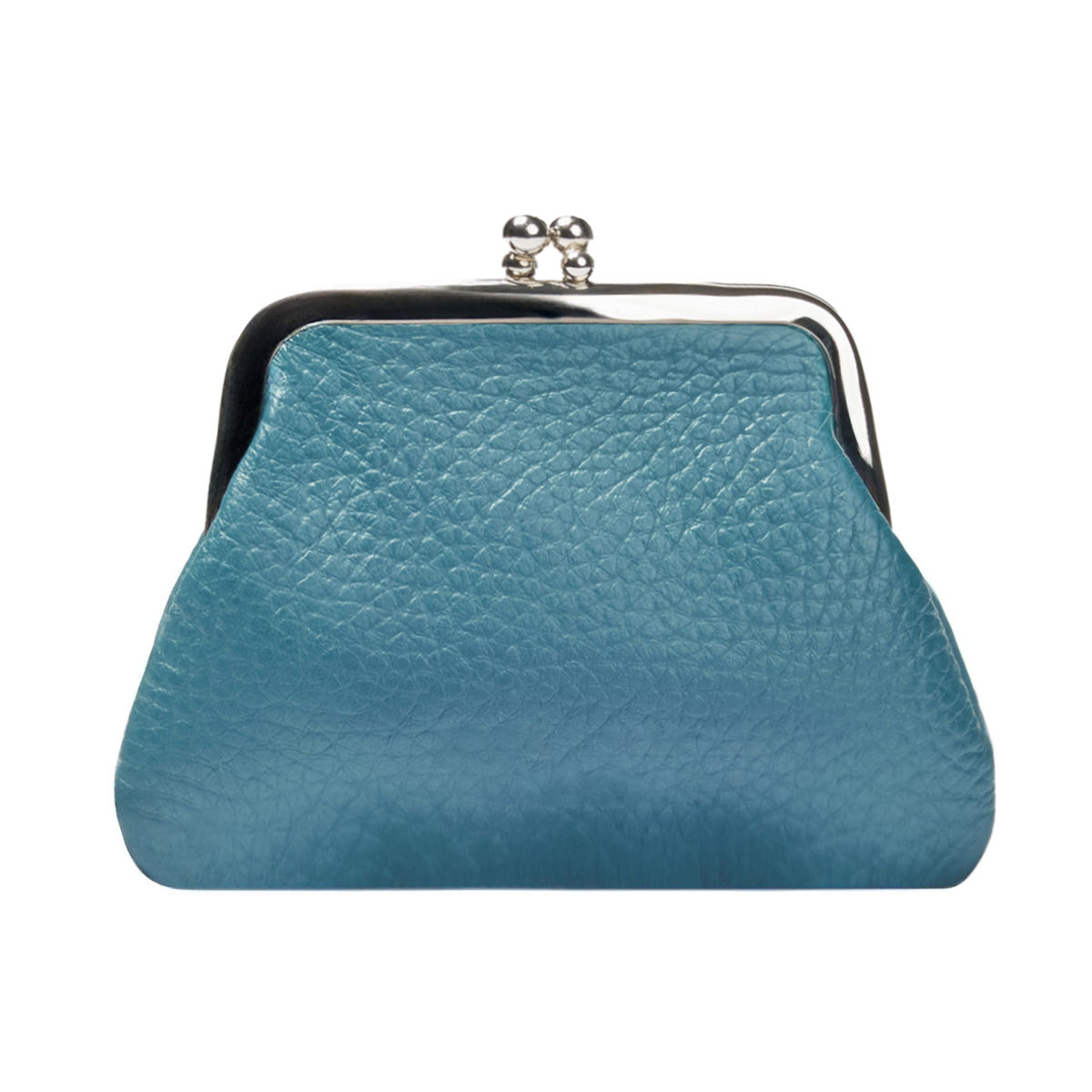 Textured Hammered Full Grain Leather Kiss Lock Coin Purse