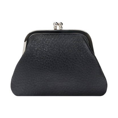 Textured Hammered Full Grain Leather Kiss Lock Coin Purse