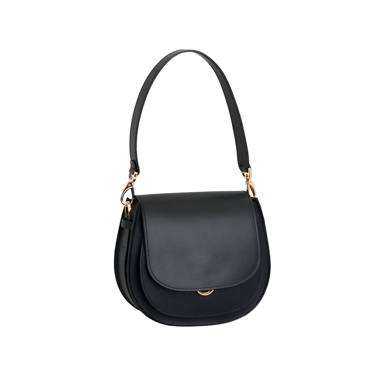 Rigid Saddle Leather Convertible Crossbody Bag With Dual Detachable Straps