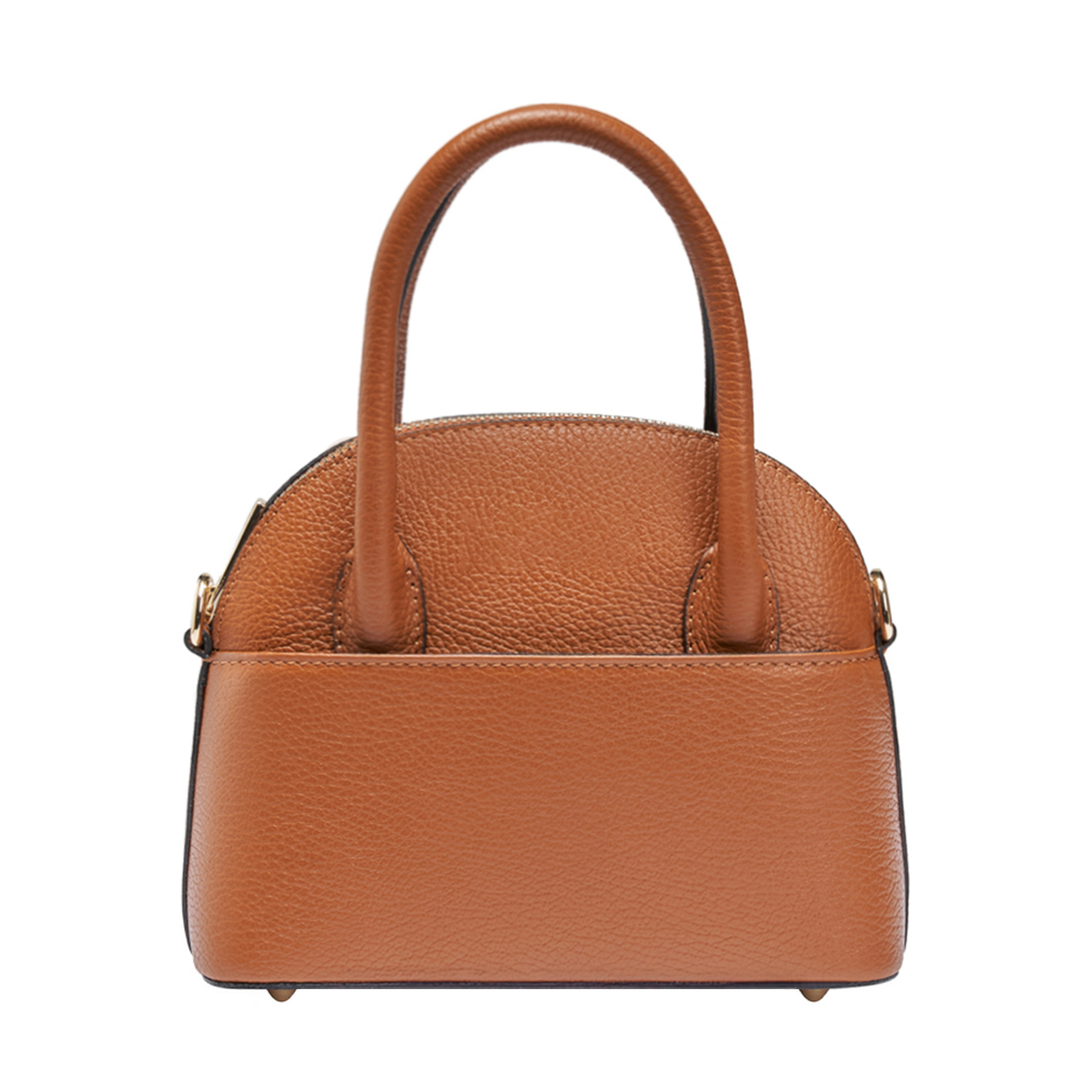 Semi-Rigid Hammered Full Grain Leather Mini Top Handle Bag With Detachable Shoulder Strap