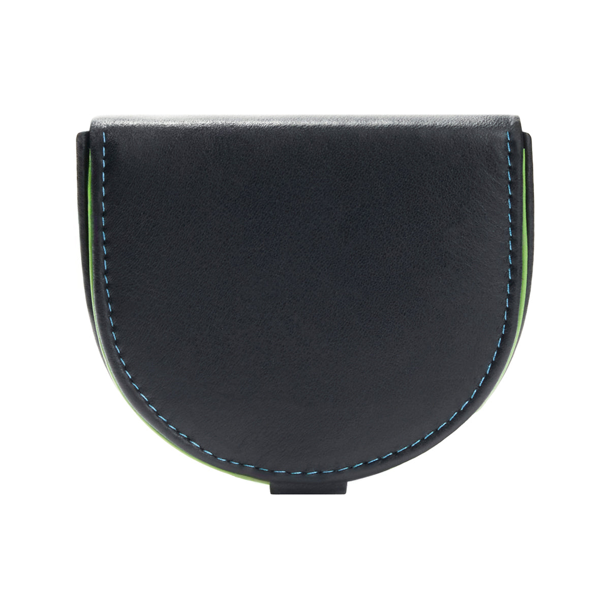 Semicircular Full Grain Leather Heel Snap Coin Purse