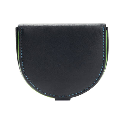 Semicircular Full Grain Leather Heel Snap Coin Purse