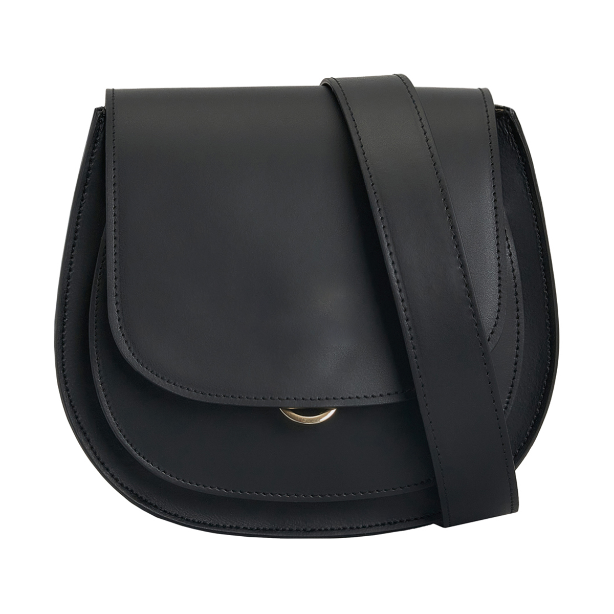 Rigid Saddle Leather Convertible Crossbody Bag With Dual Detachable Straps