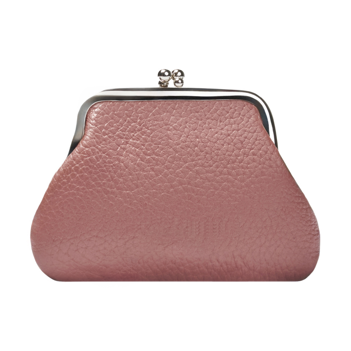 Textured Hammered Full Grain Leather Kiss Lock Coin Purse