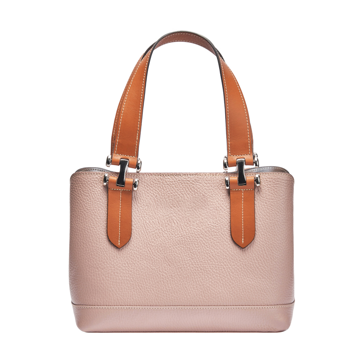 Textured Hammered Full Grain Leather Compact Top Handle Bag
