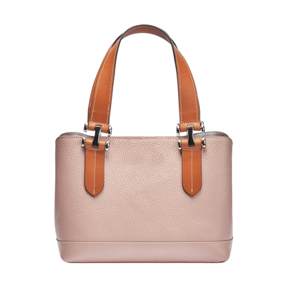Textured Hammered Full Grain Leather Compact Top Handle Bag