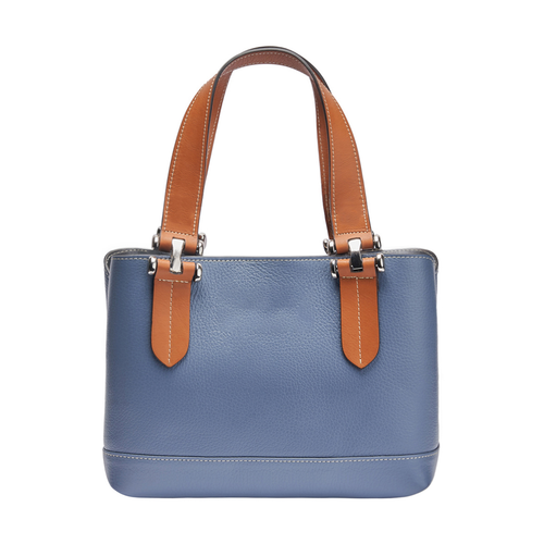 Textured Hammered Full Grain Leather Compact Top Handle Bag