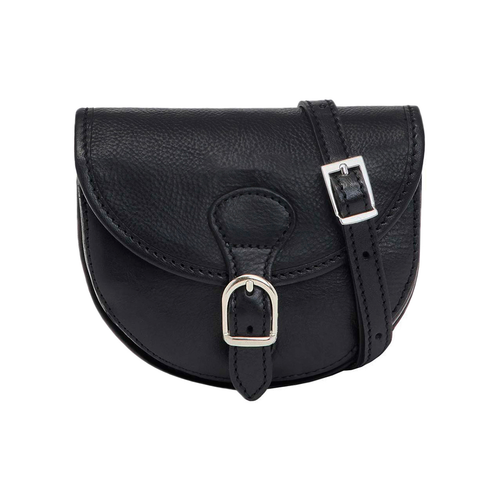 Semi-Rigid Vegetable Tanned Full Grain Leather Saddle Crossbody Bag With Suede Lining