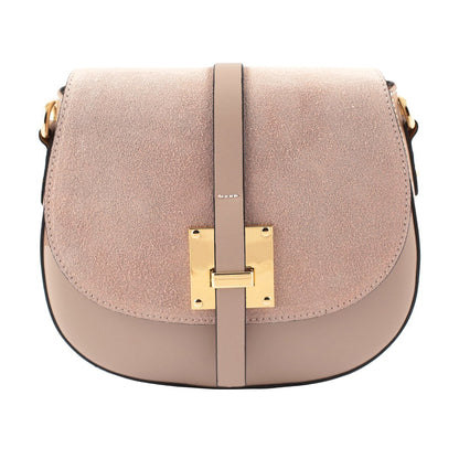Rigid Two-Tone Brushed Split Leather Trunk Crossbody Bag With Dual Closure