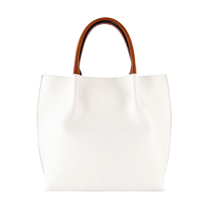 Large Hammered Full Grain Leather Semi-Rigid Top Handle Tote Bag