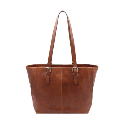 Semi-Rigid Vegetable Tanned Full Grain Leather Bucket Style Tote Bag