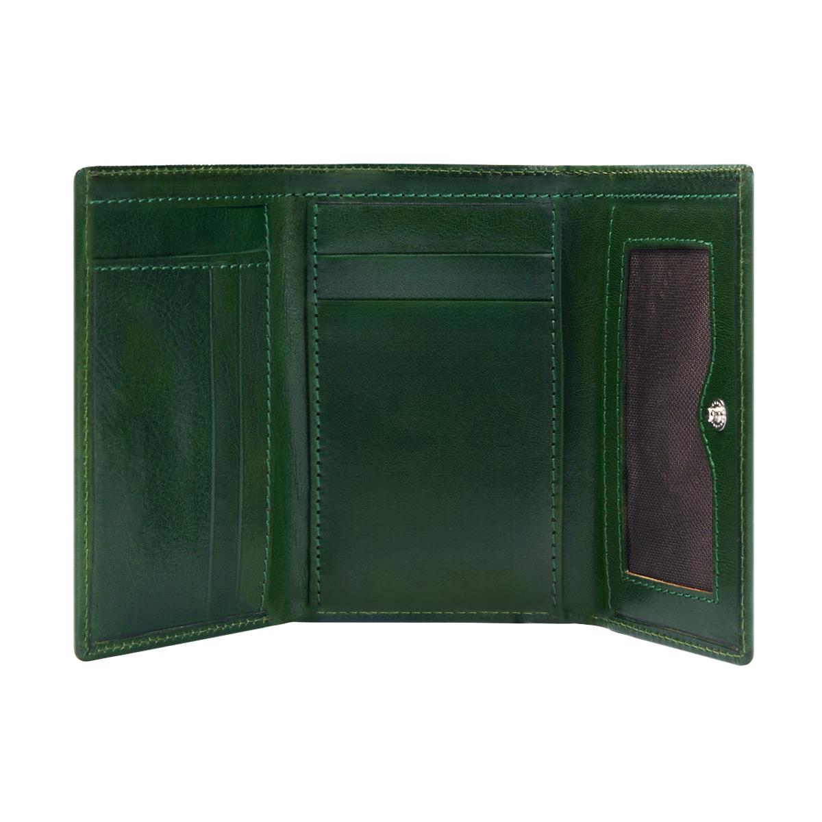 Hand Polished Vegetable Tanned Full Grain Leather Tri-Fold Frame Snap Wallet