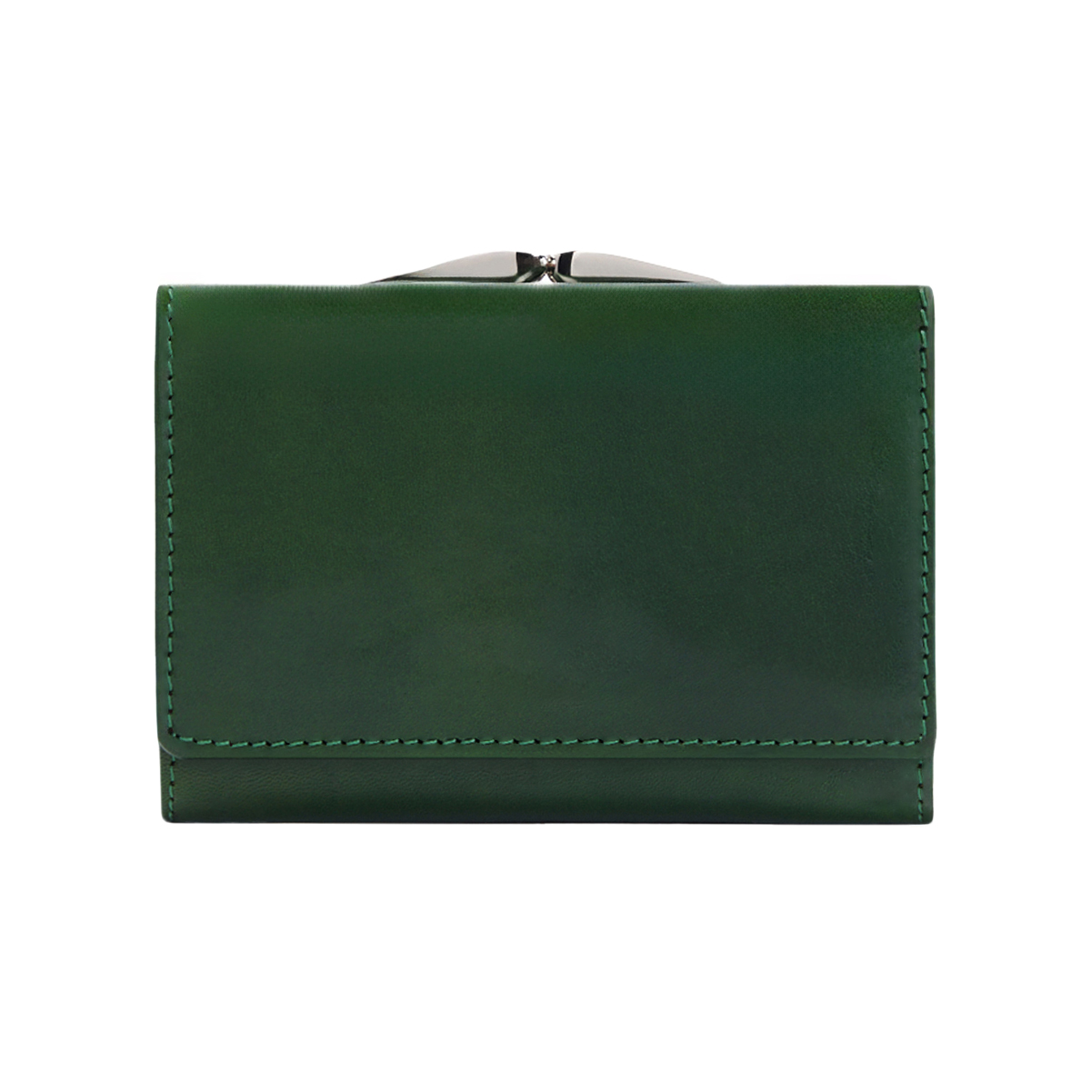 Hand Polished Vegetable Tanned Full Grain Leather Tri-Fold Frame Snap Wallet
