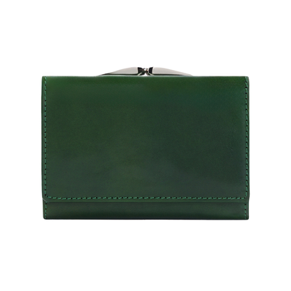 Hand Polished Vegetable Tanned Full Grain Leather Tri-Fold Frame Snap Wallet