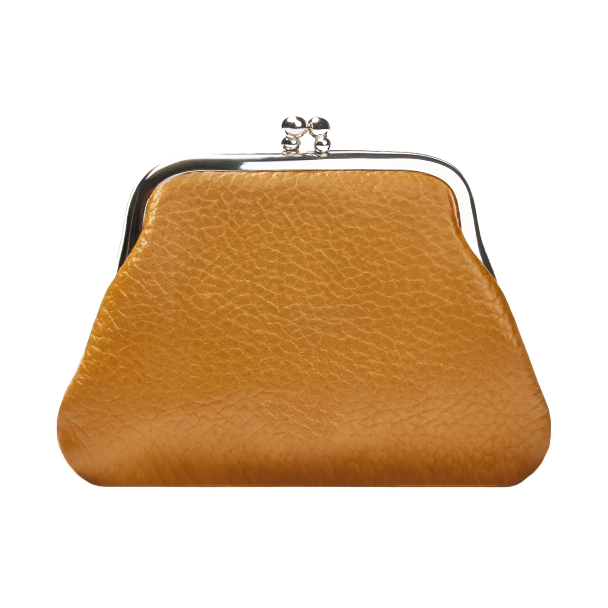 Textured Hammered Full Grain Leather Kiss Lock Coin Purse